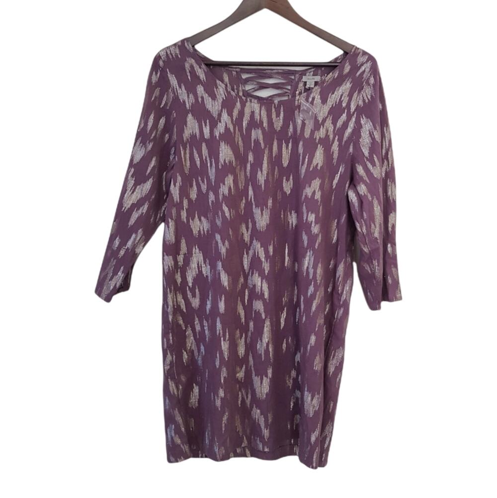 NWT Urban Outfitters Ecote 3/4 Sleeve Sheer Purple Metallic Sheath Dress L